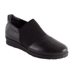 David Tate Womens Diana Slip-On Shoes US 9 WW EU 39.5 Black Leather Stretch EUC